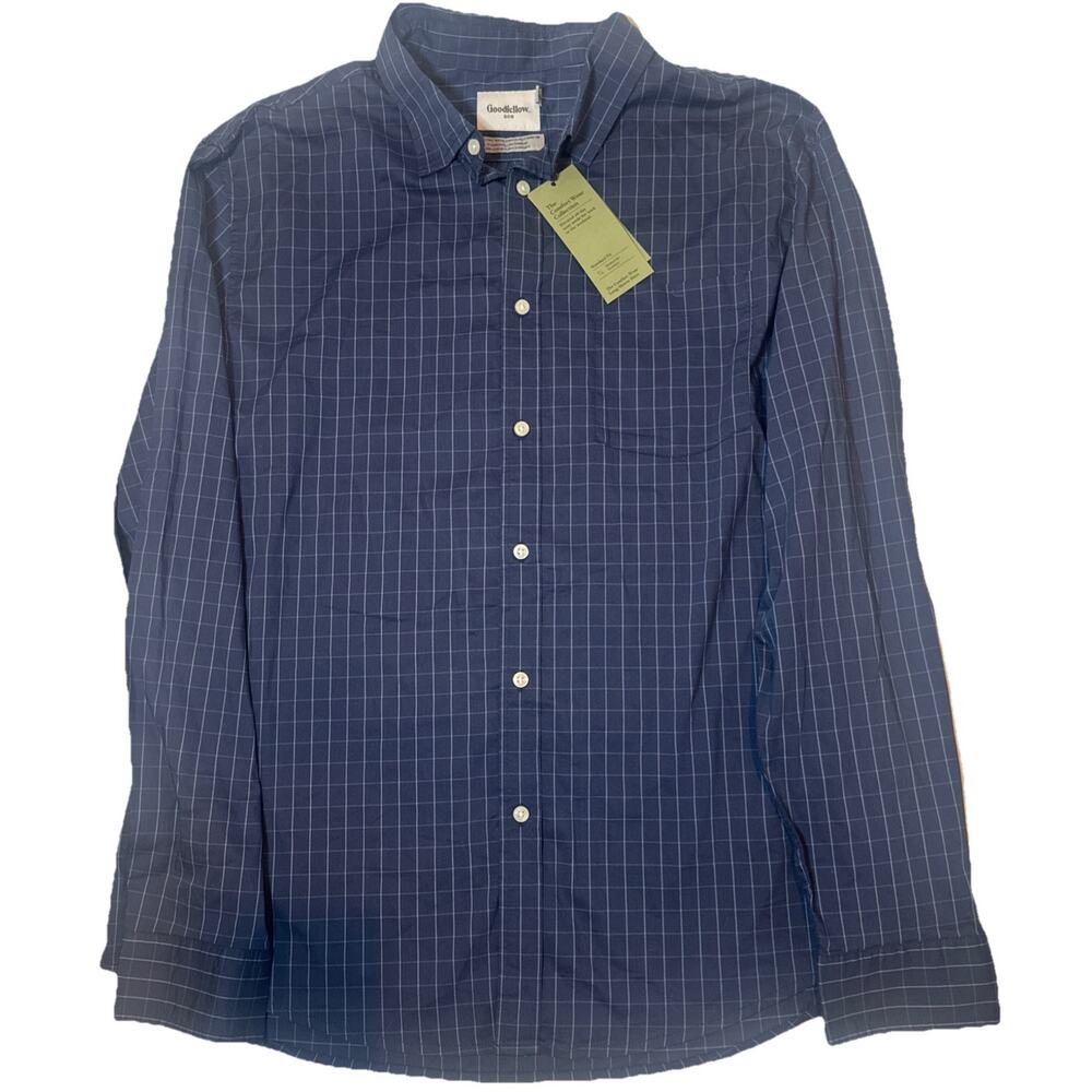 Goodfellow & Co XL Blue Plaid Button Front Shirt NWT